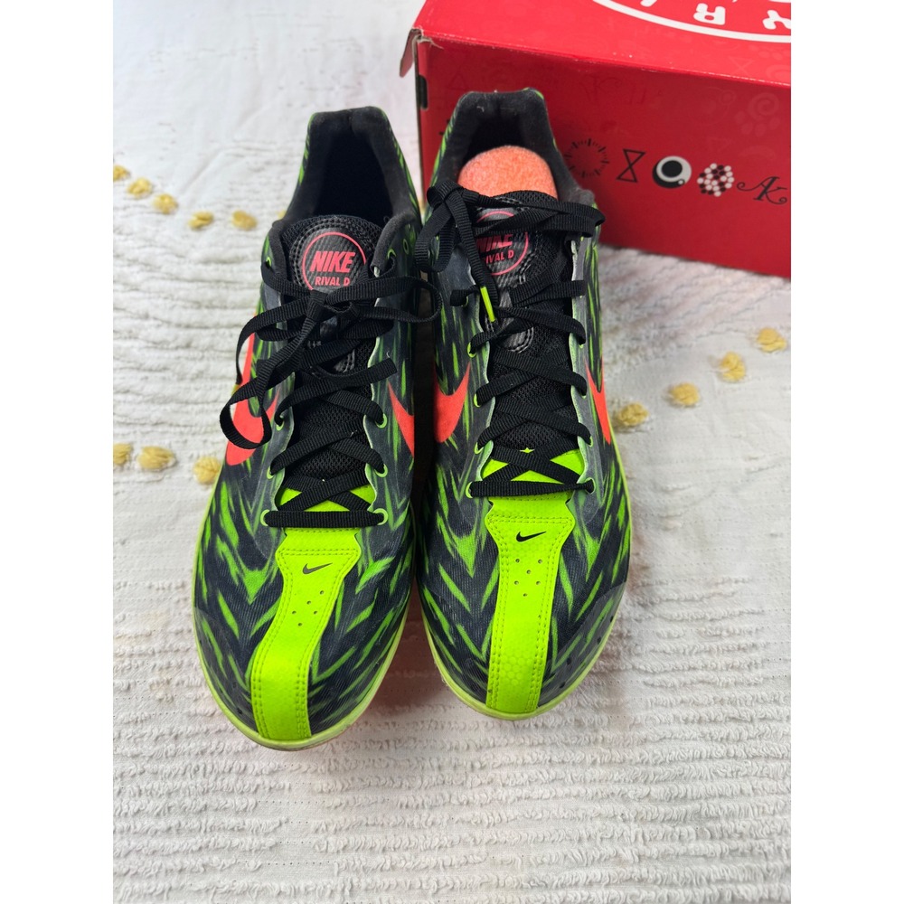 Nike Rival D Racing Distance Track Shoes Neon Green Orange Black Mens 12.5 - Picture 1 of 13